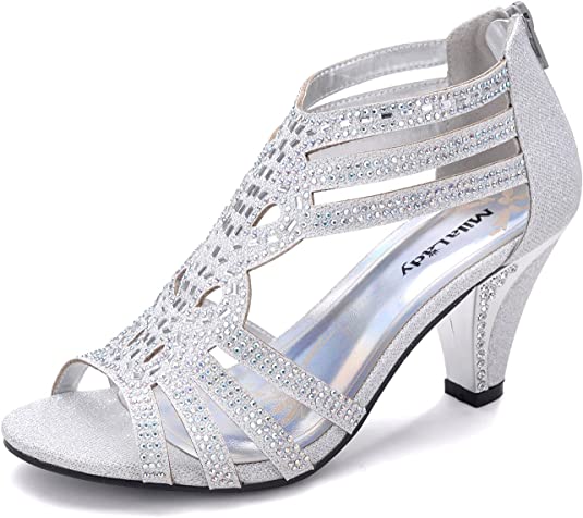 Mila Lady Women's Lexie Crystal Dress Heeled Sandals (Kimi25)