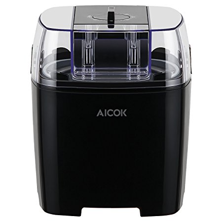 Aicok Ice Cream Maker Frozen Yogurt and Sorbe Machine, 1.5 Quart with Timer Function and Receipe Book, Black