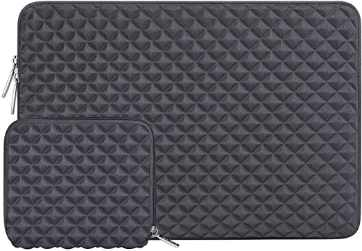 MOSISO Laptop Sleeve Compatible with 13-13.3 Inch MacBook Pro/Air, Notebook Diamond Foam Neoprene Bag Cover with Small Case, Space Gray