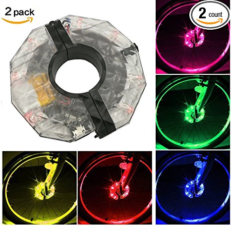 Bike Wheel Hub Lights Rechargeable, SWINCHO LED Colorful Cycling Spoke Lights for Safety Warning and Decoration Waterproof, Christmas Present (2 pack)