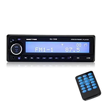 Car Stereo Audio receiver MP3 player FM Radio 12V Bluetooth1 DIN In Dash USB/SD/AUX Car Electronics with Remote Control (Big LCD Screen player)