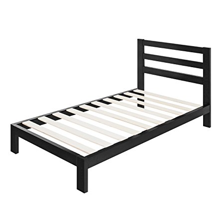 Zinus Modern Studio 10 Inch Platform 2000H Metal Bed Frame / Mattress Foundation / Wooden Slat Support / with Headboard, Twin