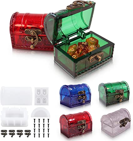 VERWIN Pirates Treasure Chest Resin Molds Silicone Storage Box Molds with lid Epoxy Molds for Home Decoration DIY Resin Casting Molds for Art