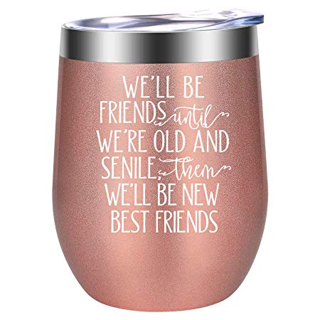 Valentines Day Gifts for Best Friend - Friendship Gifts for Women, Her - Funny Long Distance, Birthday Wine Gifts for Friends, Besties, BFF, Unbiological, Soul Sister, Girlfriend - LEADO Wine Tumbler