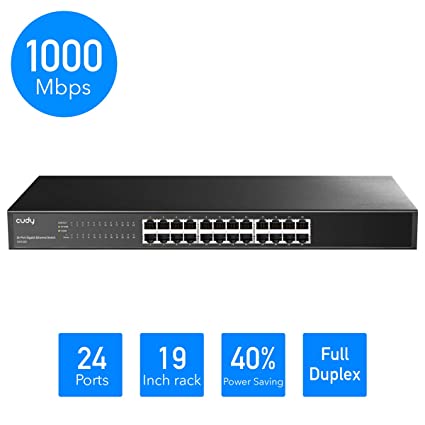 Cudy GS1024 24-Port Gigabit Ethernet Unmanaged Switch - Desktop/Rackmount, Fanless, 19 inch, Plug and Play