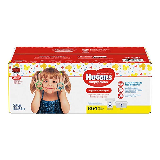 Huggies Simply Clean Fragrance-free Baby Wipes, Refill Pack 6 Pack, 864 Count