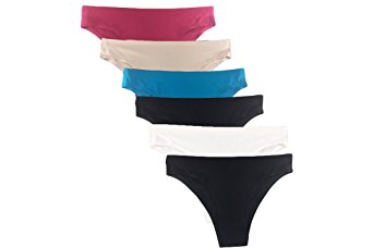 Nabtos Tag Less Seamless Underwear Women's Panties Invisible Bikini Half Coverage Pack Of 6