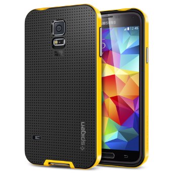 Galaxy S5 Case, Spigen® [Neo Hybrid Series] METALLIZED BUTTONS [Reventon Yellow] Bumper Case Slim Fit Dual Protection Cover for Samsung Galaxy S5 (2014) - Reventon Yellow (SGP10775)