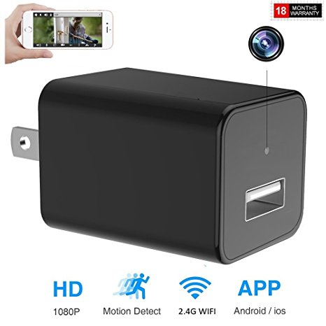Wifi Surveillance Hidden Camera 1080P Motion Detect Alert Message Wall Adapter Camera Real Remote View For IOS and Android