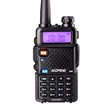 BaoFeng UV-5R Dual Band Two Way Radio Ham handheld Walkie Talkie UHF/VHF 136-174/400-480Mhz 128 Channels (Black)