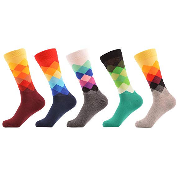 WeciBor Men's Dress Cool Colorful Novelty Funny Casual Combed Cotton Crew Socks Pack