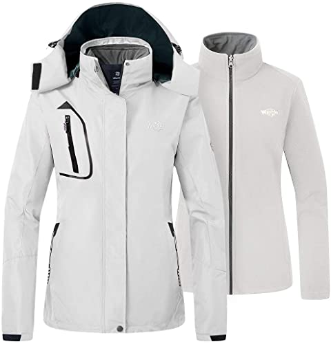 Wantdo Women's Fleece 3 in 1 Interchange Ski Jacket Waterproof Insulated Coat