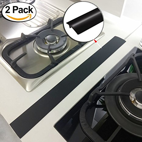 BONTEK Silicone Stove Burner Covers Gas Stove Counter Protector Dish Washer Safe Black 2 Pack