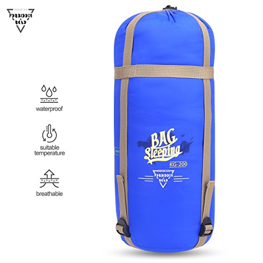 Forbidden Road 380T Nylon Portable Sleeping Bag Single 0 ℃/ 32 ℉(5 Colors) Lightweight Water Resistent Envelope for Man Woman 4 Seasons Camping, Hiking, Backpacking - Free Compression Bag Included