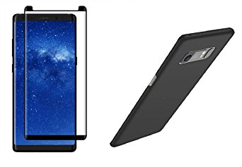 EiZiTEK EcoLight Note 8 Screen Protector With Case , Multi pack, Partial Coverage Glass with Black Border, 3D Curved , 0.33mm, With Compatible Black EiZiCase Included, Pack of 2 Glass and 1 EiZiCase