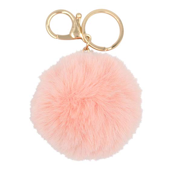 Real Sic Pom Pom Keychain - Faux Fur For Girls Women Backpack Purse Gift