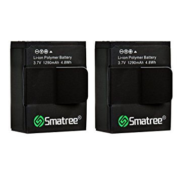 Smatree High Capacity Li-Polymer Battery (2-Pack) 1290mAH for GoPro Hero 3,3
