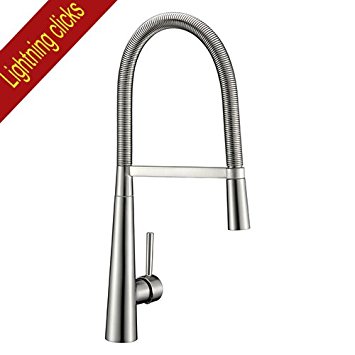 Avola Solid Brass Kitchen Sink Faucet With Single Lever Handle Pull Down Swivel Spout,Brushed Nickel Mixer Sink Faucet