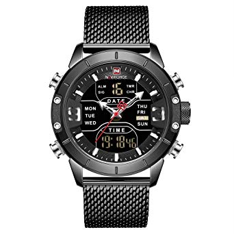 NAVIFORCE Digital Watch Men Waterproof Sports Watches Stainless Steel Military Quartz Clock Wristwatch