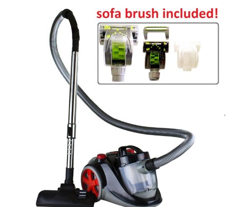 Ovente ST2010 Featherlite Cyclonic Bagless Canister Vacuum with Hepa Filter and Sofa Brush