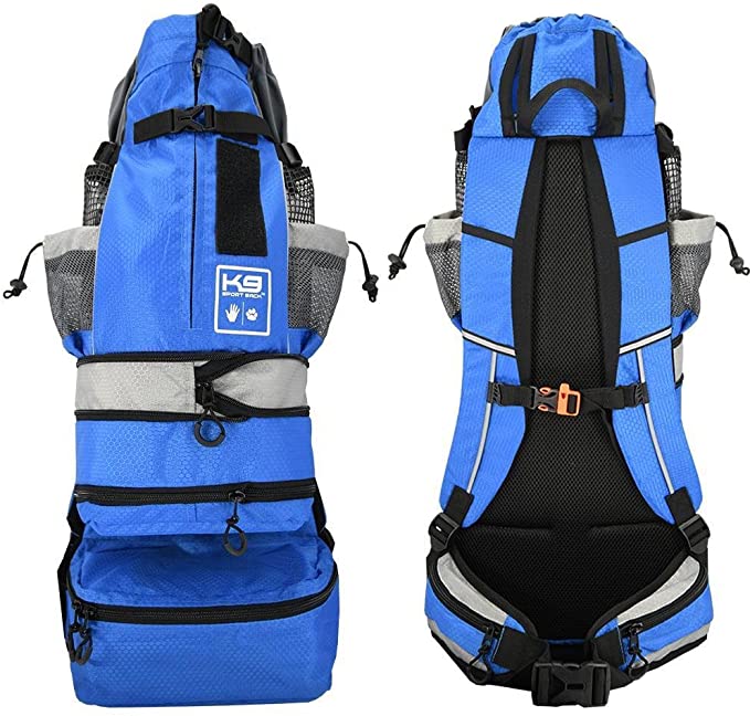 K9 Sport Sack FLEX | Dog Carrier Backpack For Small and Medium Pets| Foward Facing Adjustable Zippers for Size | Veterinarian Approved Safe Pack For Travel (M-XL, BLUE)