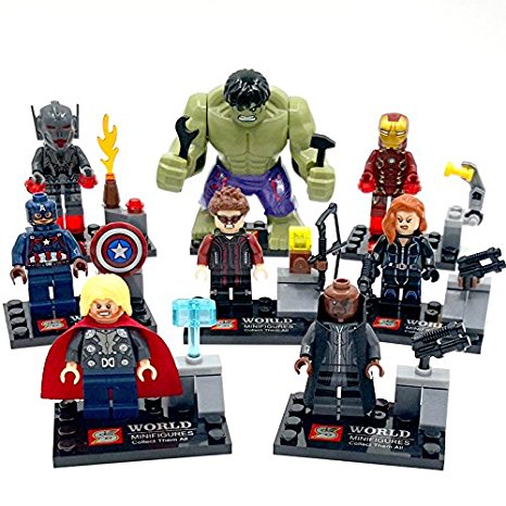 Avengers: Age of Ultron: Ultimate Ultron , Hawkeye , Hulk , Thor , Captain America , Iron Man , Nick Fury , Black Widow Building Block Compatible with Lego 8 Pcs