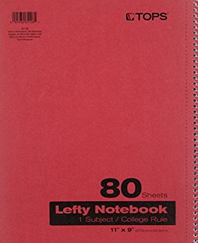 TOPS Lefty Kraft Cover Notebook, 9 x 11 Inch, College Rule, 80 Sheets, Assorted Colors (65128)