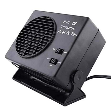 Portable Car Heater, 12V High Power Automobile Windscreen Heater Fast Heating Fan Defroster, Car Ceramic Heater, 150W/300W 2 Speed Adjustable Auto Ceramic Heater Fan(Black)