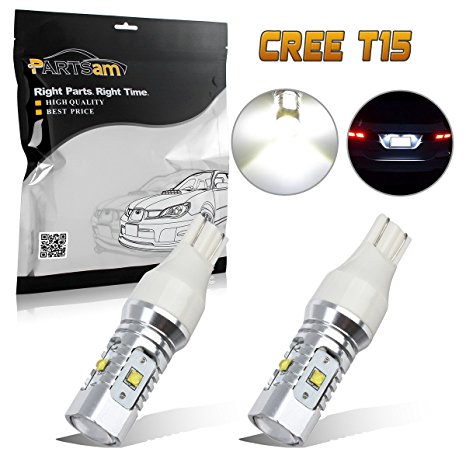Partsam Extremely Bright 5-CREE 25W Error Free High Power 912 921 920 T10/T15 LED Bulbs For Car Backup Reverse Lights, Xenon White