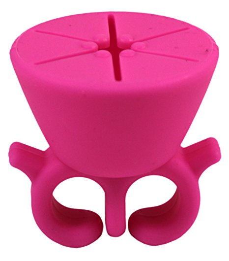 Wearable Nail Polish Holder, Travel-Size Silicone Nail Polish Stand for No-Mess Application! (1 Piece) (Hot Pink)