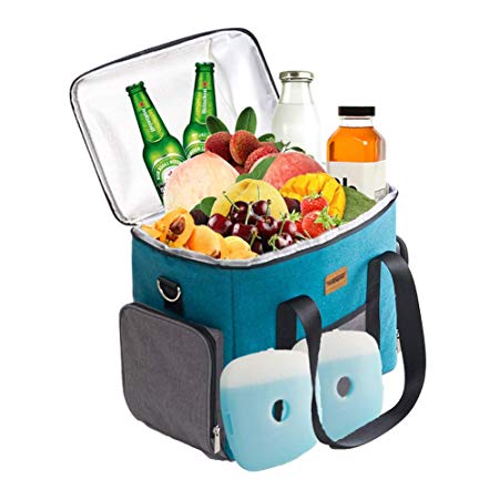 Soft Sided Collapsible Cooler Bag - Insulated Golf Ice Drink Car Lunch Cooler Tote Bag for Women Men Kids,26L(30-Can) Portable Cooling Bag for Work Beach Picnic Camping Beer Travel with Two Ice Pack