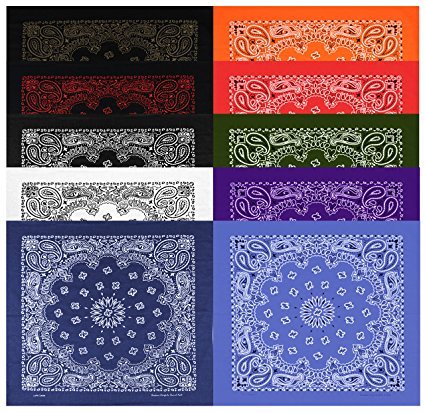 Large Bandanas 27 x 27 | Versatile Biker Rags | Classic Paisley Bandana Pattern