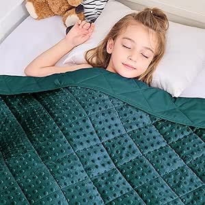 yescool Weighted Blanket Kids 5 lb Green Warm Weighted Throw Blanket Minky Plush Heavy Blanket Microfiber Small Fleece Blanket Cooling Heating Weighted Comforter, 36 * 48in