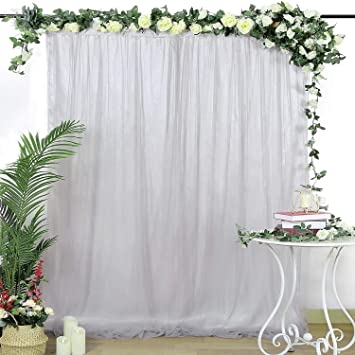Gray Tulle Backdrop 2 Pack 5ftx7ft Wedding Party Decoration Sheer Stage Backdrop Background Curtain Photo Studio Backdrop