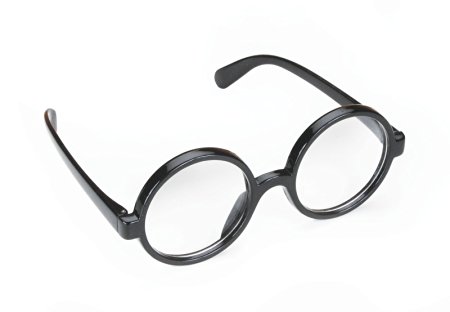 Star Power Men Wizard Quality Round Frame Glasses, Black, One Size (2in Lenses)