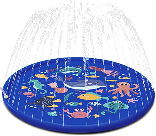 FUN LITTLE TOYS Sea Animal Inflatable Splash Sprinkler Pad for Kids, 66'' Water Toy for Summer Outdoor Swimming Pool, 2-12 Year Old Boys & Girls Toys