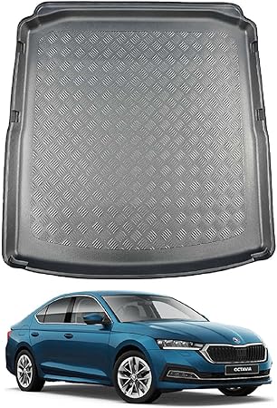 NOMAD Boot Liner for Skoda Octavia 2020  Recyclable Plastic (PE) Tailored Fit Car Floor Mat Protector Guard Tray Black Custom Fitted Accessory Dog Friendly Waterproof with Raised Edges