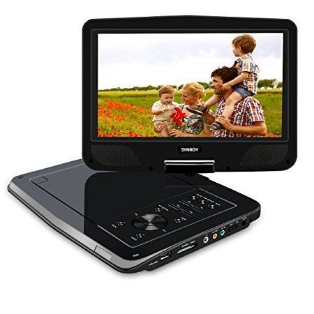 SYNAGY 10.1" Portable DVD Player Portable CD Player for Car & Kids, with Swivel Screen and Rechargeable Battery(Black)