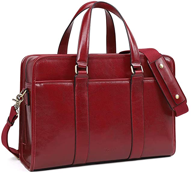 Kattee Genuine Leather Briefcase for Men & Women, 15.6 Inch Laptop Briefcase, Messenger Bags Shoulder Computer Case Work Bag
