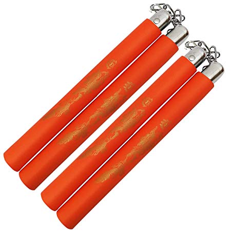 MSGUMIHO Safe Foam Rubber Training Nunchucks Nunchakus with Steel Chain 2PCS for Kids & Beginners Practice and Training