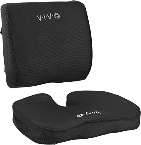 VIVO Black Memory Foam Seat Bottom and Back Cushion Combo Designed for Office Chairs | Adjustable Security Straps and Comfort Padding (CUSH-V02K)