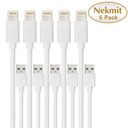 Nekmit 5 Pack Lightning to USB Charging Cable - 3 Feet