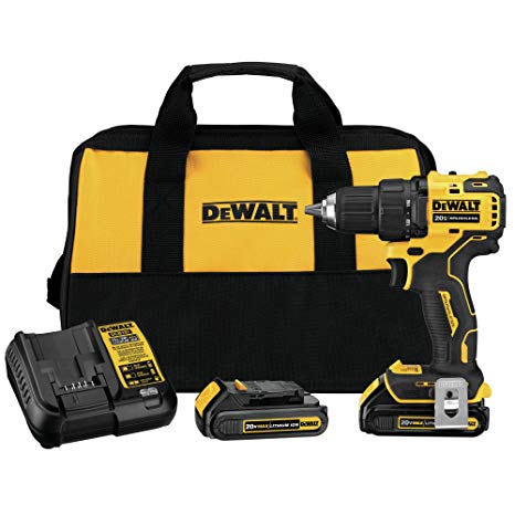 DEWALT DCD708C2 Atomic 20V Max Lithium-Ion Brushless Cordless Compact 1/2 In. Drill Driver Kit