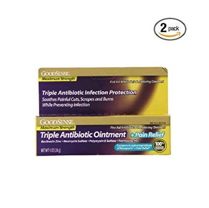 GoodSense Maximum Strength Triple Antibiotic Ointment plus Pain Relief, 1 Ounce