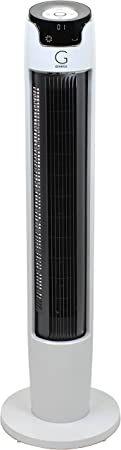 Genesis 43 Inch Oscillating Digital Tower Fan with Remote and Max Cool Technology, White