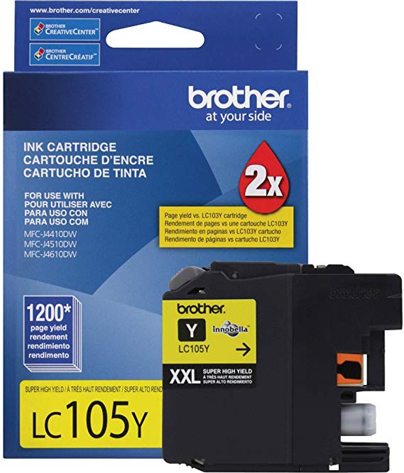 Brother Genuine LC105Y Super High Yield XXL Yellow Ink Cartridges