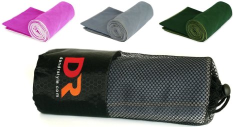 DR Yoga Towel 3 Pack For Sports, Travel, Workouts - Microfiber, Fast Drying, Super Absorbent