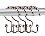 100 Stainless Steel Double Glide Shower Curtain Hooks Polished Chrome Set of 12 Rings Friction Free Gliding Rollers