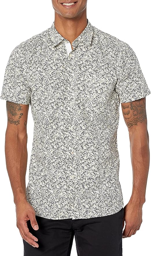 BOSS Men's All Over Pattern Short Sleeve Button Down Shirt