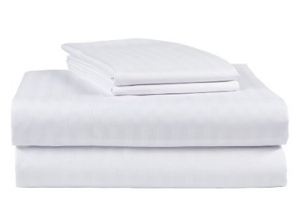 2 PACK: 4-Piece White Set Hotel Life Deluxe 100% Cotton Queen Sateen Sheet Set